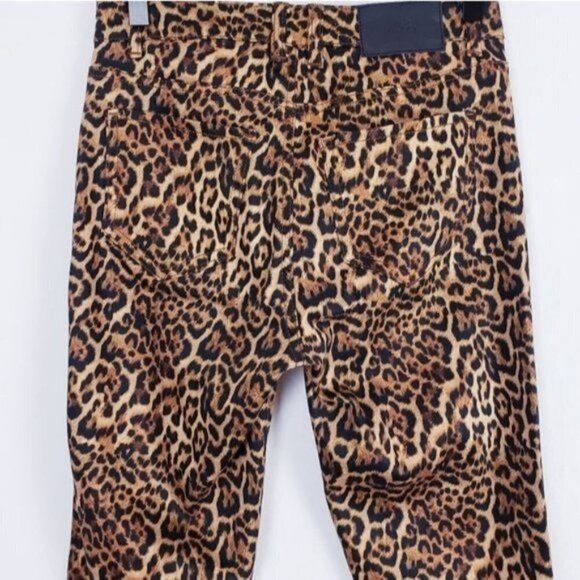 Zara Leopard Animal Print Stretch Ankle Skinny Jean Trousers sz‎ 2 - Picture 3 of 13